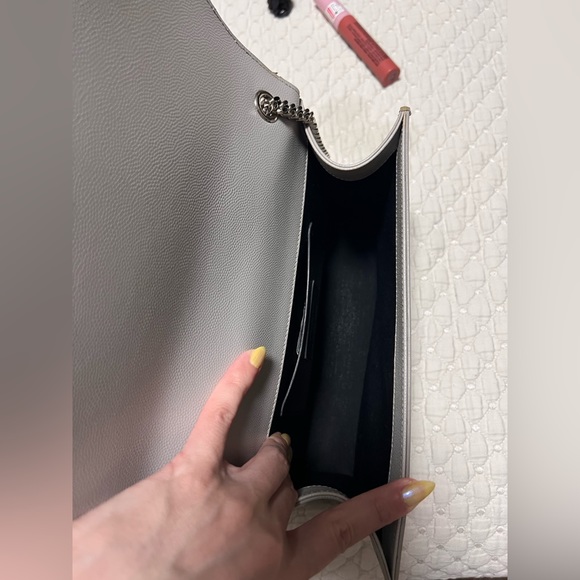 YSL Kate medium bag in gray leather and silver hardware - Picture 9 of 9